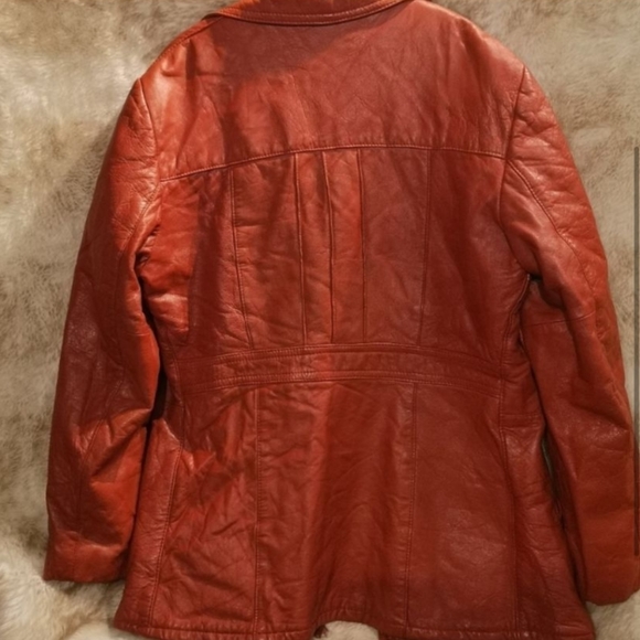 Vintage orange leather coat - Picture 2 of 3